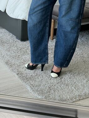 CHANEL Black and White Slingback Heel